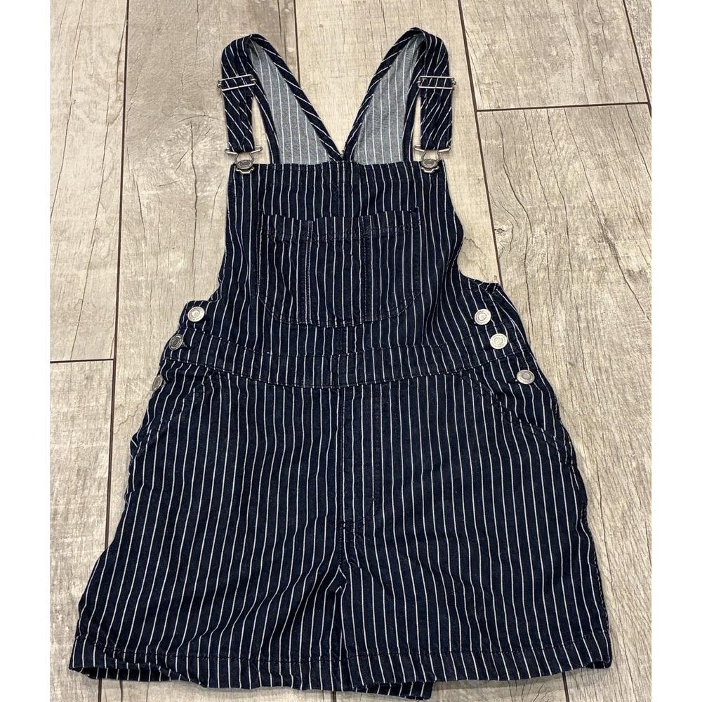 Cotton On Denim Short Pin Striped Overalls Romper Size 4 Blue Classic Retro